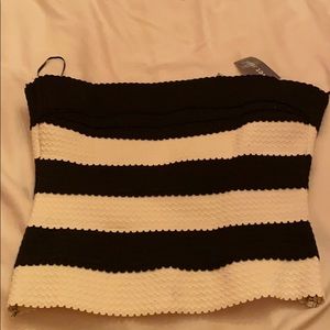 NWT Wet Seal Black and White Zip Tube Top